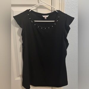 Candie's Black Blouse with Pearl Details